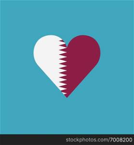 Qatar flag icon in a heart shape in flat design. Independence day or National day holiday concept.