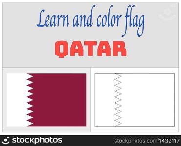 Qatar national country flag. original colors and proportion. Simply vector illustration background. Isolated symbols and object for design, education, learning, postage stamps and coloring book, marketing. From world set