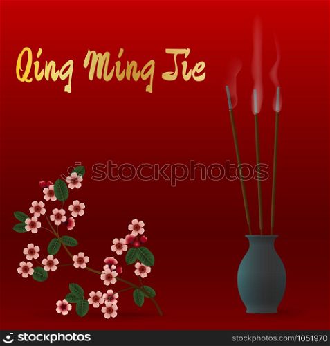 Qing Ming Jie Chinese Festival of pure light. Vector Illustration. Qing Ming Jie Chinese Festival of pure light