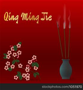Qing Ming Jie Chinese Festival of pure light. Vector Illustration. Qing Ming Jie Chinese Festival of pure light