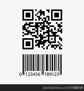 Qr code and barcode icon,isolated on white background,stock vector illustration.. Qr code and barcode icon,