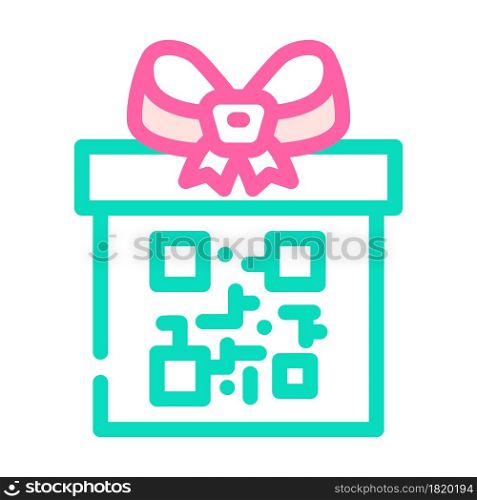 qr code gift color icon vector. qr code gift sign. isolated symbol illustration. qr code gift color icon vector illustration