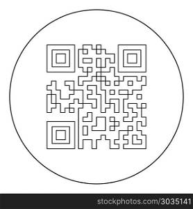 QR code icon black color in circle or round vector illustration