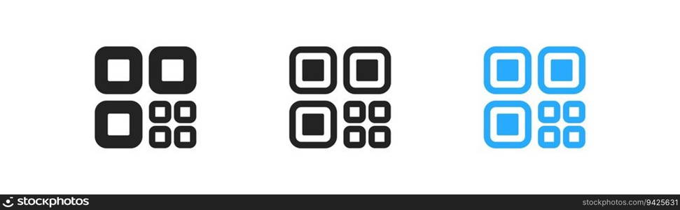 Qr code icon on white background. Scan me stroke sign. Payment symbol. Online shopping concept. Simple flat design. Vector illustration. Qr code icon on white background. Scan me stroke sign. Payment symbol. Online shopping concept. Simple flat design. Vector illustration.