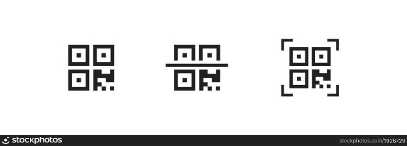 Qr code icon. Qrcode scan symbol. Mobile scanner, line web sign in vector flat style.