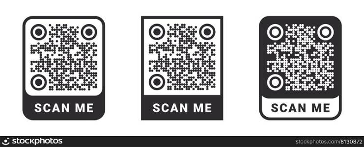 QR code icons. Quick Response codes. Barcode sign. QR code for mobile app. Vector images