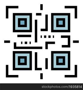 QR code identification icon. Outline QR code identification vector icon color flat isolated. QR code identification icon color outline vector