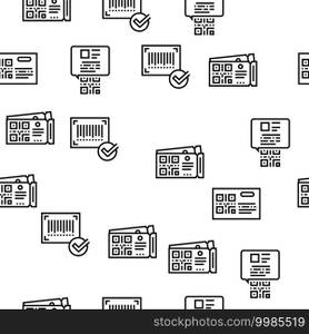 Qr Code Identification Vector Seamless Pattern Thin Line Illustration. Qr Code Identification Vector Seamless Pattern