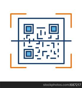 QR code scanner color icon. Quick response code. Matrix barcode scanning app. Isolated vector illustration. QR code scanner color icon