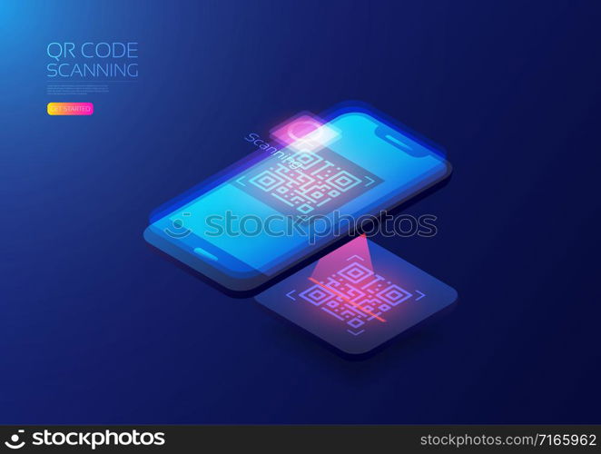 qr code scanner, isometric illustration