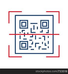 QR code scanning color icon. 2D code reading app. Matrix barcode scanner. Two-dimensional barcode. Isolated vector illustration. QR code scanning color icon