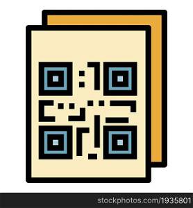 QR code stickers icon. Outline QR code stickers vector icon color flat isolated. QR code stickers icon color outline vector