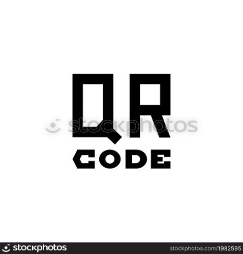 QR Code Text. Flat Vector Icon illustration. Simple black symbol on white background. QR Code Text sign design template for web and mobile UI element. QR Code Text Flat Vector Icon