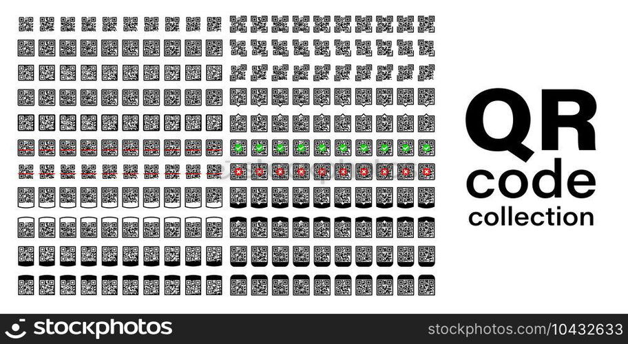 QR code vector icon collection. Data scan technology set.
