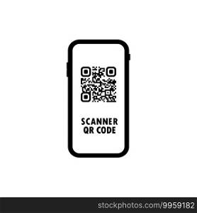 QR scanner. Mobile phone scans QR code. For digital payment concept. Vector on isolated white background. EPS 10.. QR scanner. Mobile phone scans QR code. For digital payment concept. Vector on isolated white background. EPS 10