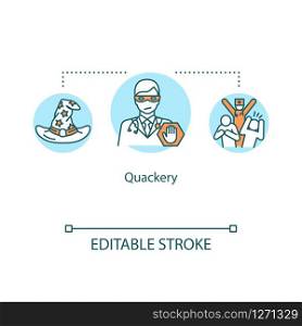 Quackery concept icon. Health fraud idea thin line illustration. Dishonest practice. Fraudulent, untested treatment. Questionable diagnosis. Vector isolated outline RGB color drawing. Editable stroke