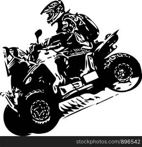 Quad bike illustration on abstract colorful background