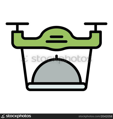 Quadcopter food delivery icon. Outline quadcopter food delivery vector icon color flat isolated. Quadcopter food delivery icon color outline vector