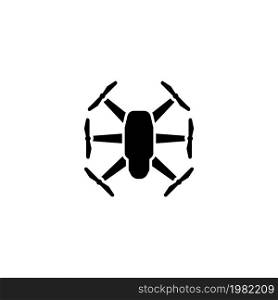 Quadrupter Dron. Flat Vector Icon. Simple black symbol on white background. Quadrupter Dron Flat Vector Icon