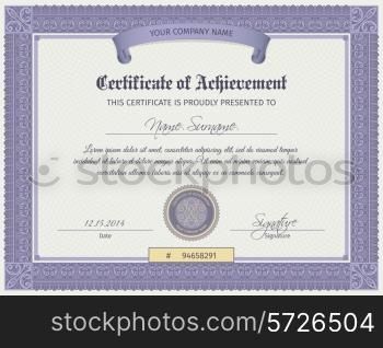 Qualification certificate blank template with elegant swirls ornament vector illustration