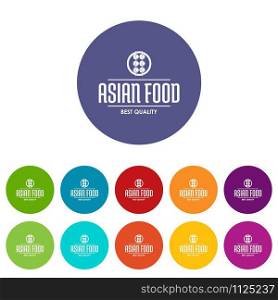 Quality asian food icons color set vector for any web design on white background. Quality asian food icons set vector color