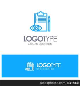 Quality Control, Backlog, Checklist, Control, Plan Blue outLine Logo with place for tagline