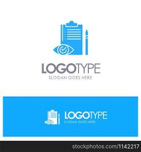 Quality Control, Backlog, Checklist, Control, Plan Blue Solid Logo with place for tagline