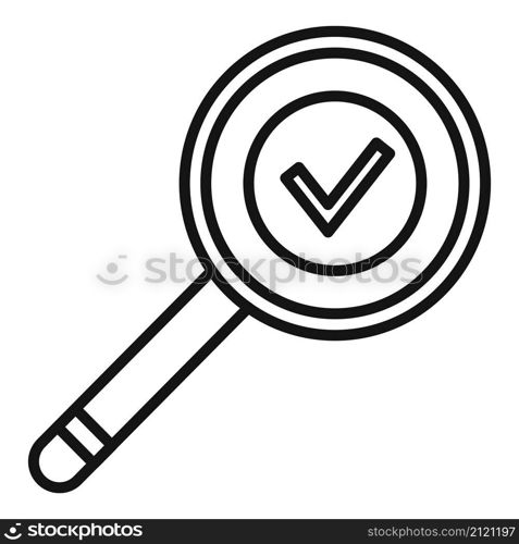Quality magnifier icon outline vector. Glass control. Document check. Quality magnifier icon outline vector. Glass control