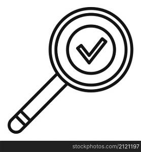 Quality magnifier icon outline vector. Glass control. Document check. Quality magnifier icon outline vector. Glass control