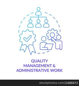 Quality management and administrative work blue gradient icon. Total productive maintenance abstract idea thin line illustration. Isolated outline drawing. Myriad Pro-Bold font used. Quality management and administrative work blue gradient icon