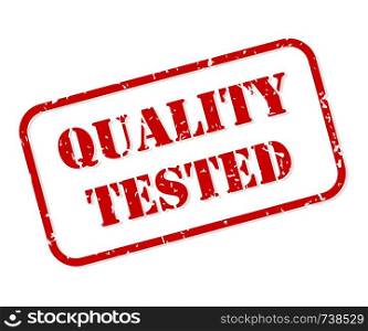 Quality tested red rubber stamp vector isolated