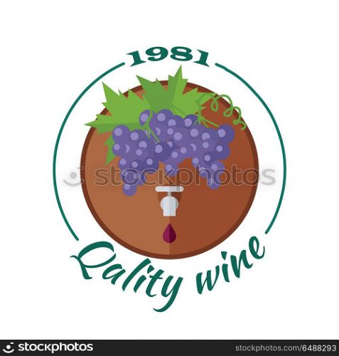 Quality Wine 1981. For Labels, Tags, Posters. Quality wine 1981. For labels, tags, tallies, posters, banners of check elite vintage wines. Logo icon symbol. Winemaking concept. Part of series of viniculture production and preparation items. Vector