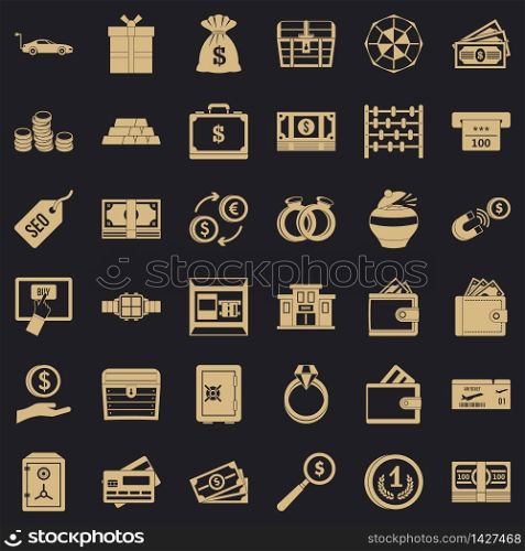 Quantity of money icons set. Simple set of 36 quantity of money vector icons for web for any design. Quantity of money icons set, simple style