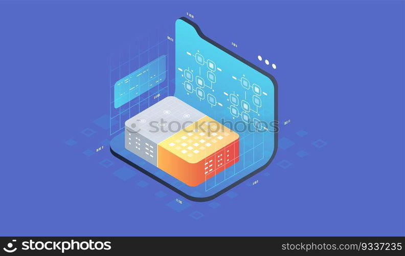 Quantum computer, large data processing. Isometric Quantum computing or Supercomputing. Software development and programming.