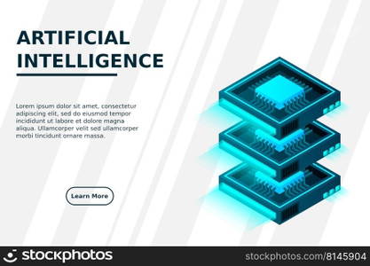 Quantum computer, large data processing, server room, artificial intelligence, data base concept, the microprocessor isometric vector