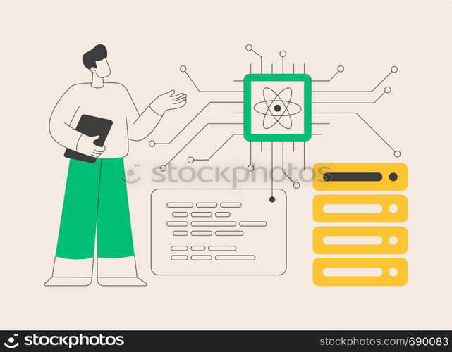 Quantum computing abstract concept vector illustration. Quantum technology, future computing, innovative information technology, computer science breakthrough, supercomputer abstract metaphor.. Quantum computing abstract concept vector illustration.