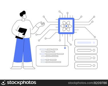 Quantum computing abstract concept vector illustration. Quantum technology, future computing, innovative information technology, computer science breakthrough, supercomputer abstract metaphor.. Quantum computing abstract concept vector illustration.