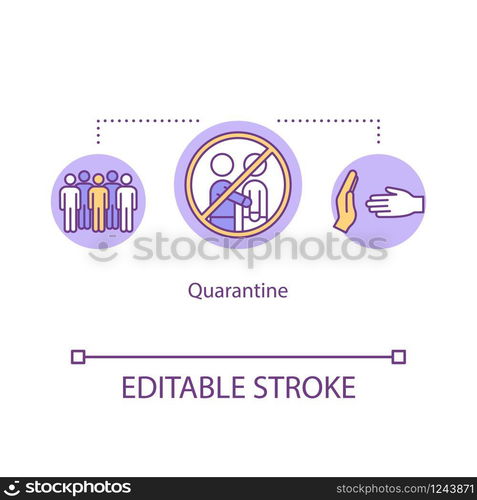 Quarantine concept icon. Contagious flu virus. Avoid contact. No human touch. Pandemic disease. Isolation idea thin line illustration. Vector isolated outline RGB color drawing. Editable stroke