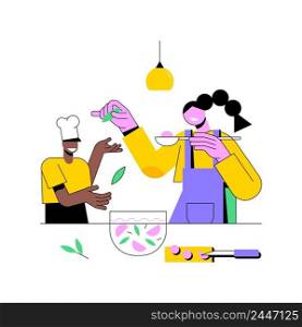 Quarantine cooking abstract concept vector illustration. Family recipe, cook at home, homemade food, culinary skills, social distancing, stress relief, watch video tutorial abstract metaphor.. Quarantine cooking abstract concept vector illustration.