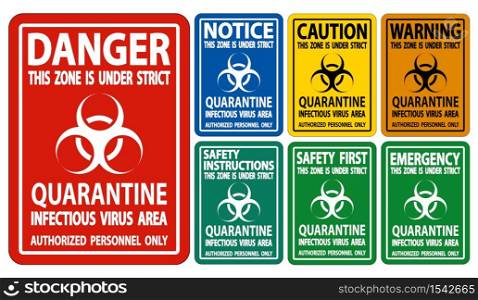 Quarantine Infectious Virus Area Sign Isolate On White Background,Vector Illustration EPS.10
