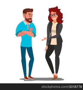 Quarrel Man And Woman Vector. Office Workers Characters Conflict. Disagreements. Negative Emotions. Quarreling People. Angry People. Shouting. Dispute. Cartoon Illustration. Quarrel Couple Vector. Office Workers Characters. Quarreling People. Angry Man And Woman. Parents Divorce. Shouting. Isolated Flat Cartoon Illustration