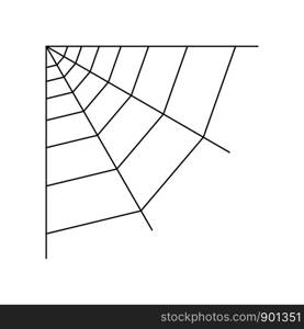 Quarter spider web isolated on white background. Halloween spiderweb element. Cobweb line style. Vector illustration for any design.