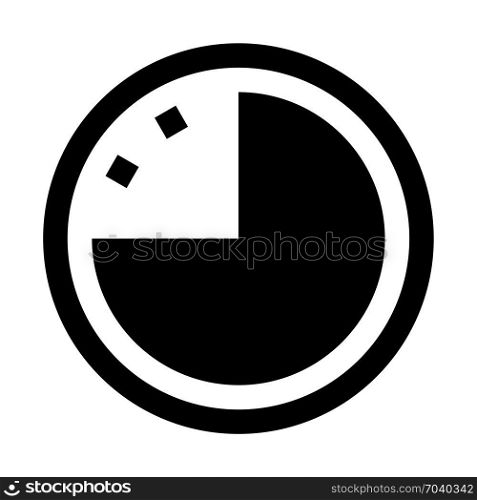 quarter to - timepiece, icon on isolated background