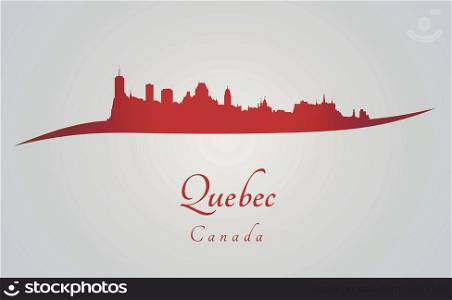 Quebec skyline in red and gray background in editable vector file