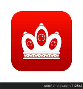 Queen crown icon digital red for any design isolated on white vector illustration. Queen crown icon digital red