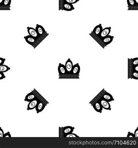 Queen crown pattern repeat seamless in black color for any design. Vector geometric illustration. Queen crown pattern seamless black