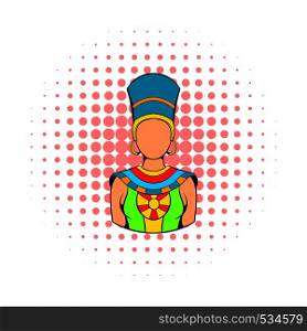 Queen of Egypt icon in comics style on a white background. Queen of Egypt icon, comics style