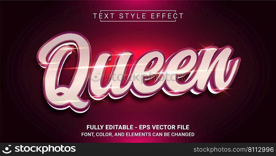 Queen Text Style Effect. Editable Graphic Text Template.