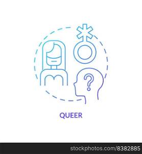 Queer blue gradient concept icon. Questioning. Specific sexual identity. LGBT community member abstract idea thin line illustration. Isolated outline drawing. Myriad Pro-Bold fonts used. Queer blue gradient concept icon