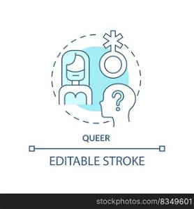 Queer turquoise concept icon. Questioning. Specific sexual identity. LGBT member abstract idea thin line illustration. Isolated outline drawing. Editable stroke. Arial, Myriad Pro-Bold fonts used. Queer turquoise concept icon